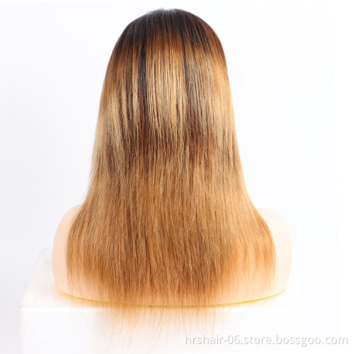 Wholesale Glueless Wigs Cheap Brazilian Hair T1B/4/27 Ombre Color 4x4 Lace Closure Raw straight Human Hair Lace Front Wigs